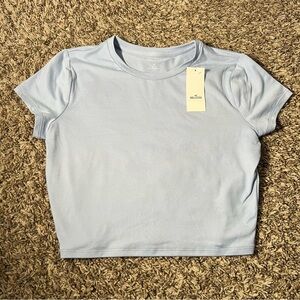 Hollister NWT Baby Blue Medium SHORT Soft Crop Top